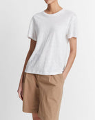 Linen Drop-Shoulder Crew Neck T-Shirt-Shirts-Vince-Optic White-XXS-Mercantile Portland