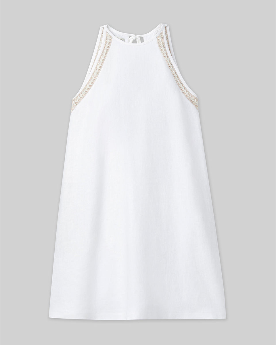 Linen Hand Crochet Swing Dress-Dresses-Lafayette 148-White-XS-Mercantile Portland