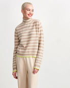 Little Stripe Cashmere Roll Neck-Sweaters-Jumper 1234-Brown/Yellow • Jumper 1234-1-Mercantile Portland