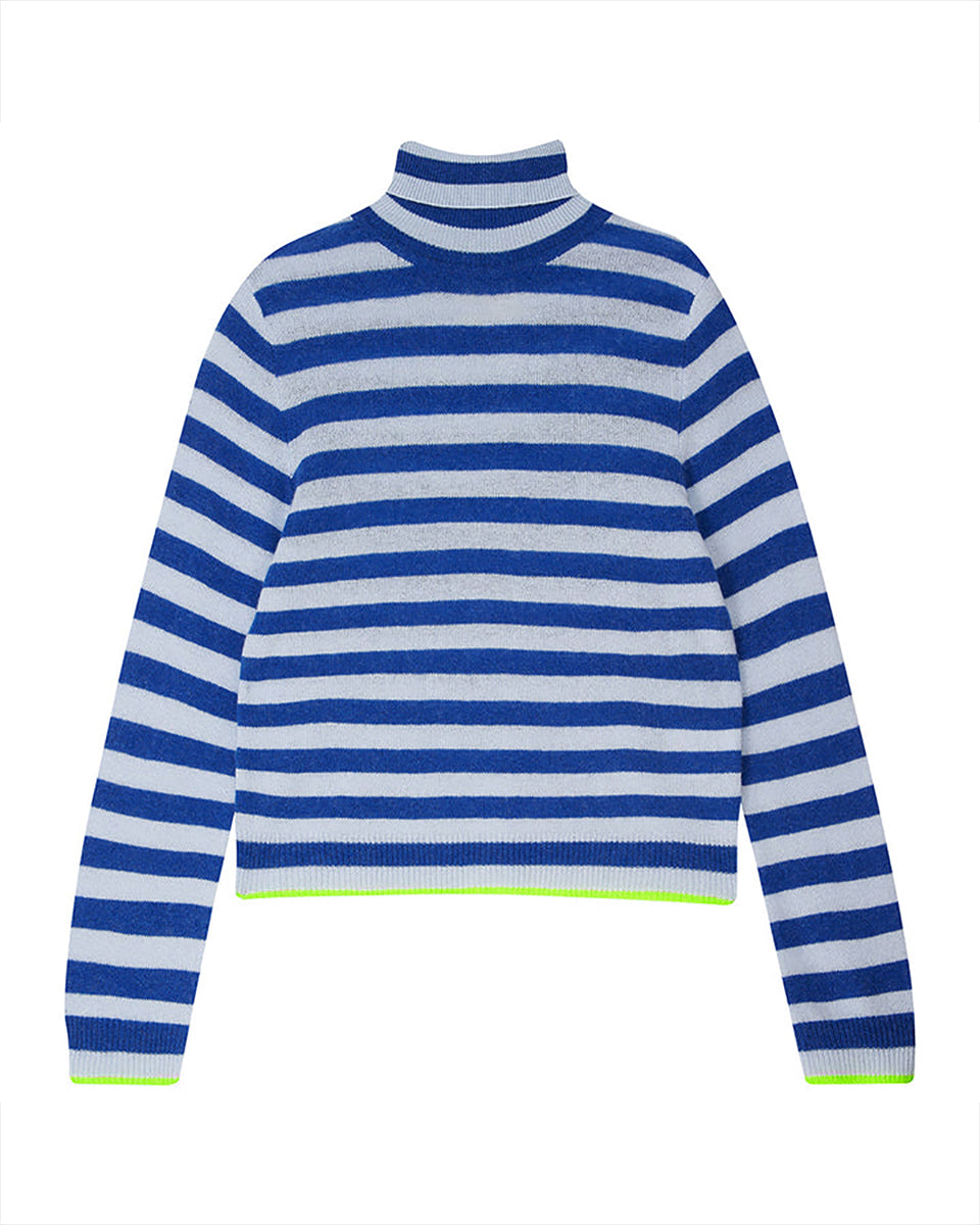 Little Stripe Cashmere Roll Neck-Sweaters-Jumper 1234-Denim/Cement • Jumper 1234-1-Mercantile Portland