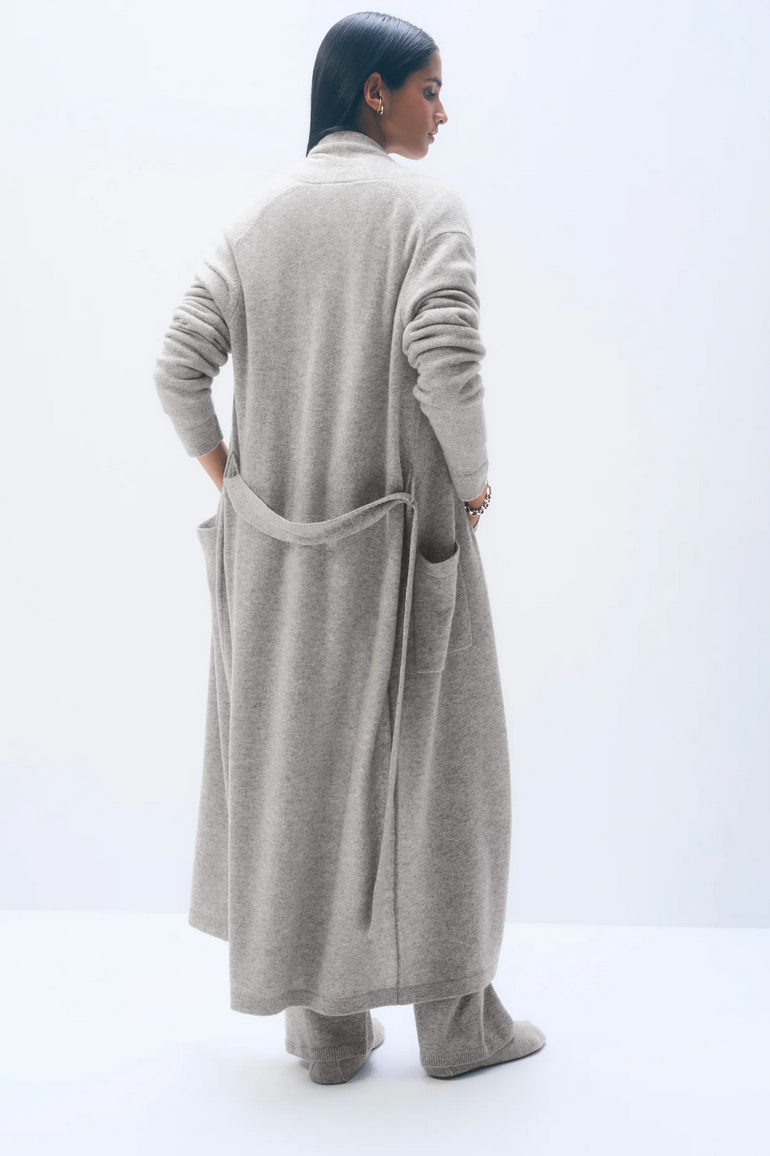 Long Cashmere Robe in Heather Grey-Sleepwear-White + Warren-Heather Grey-XS-Mercantile Portland