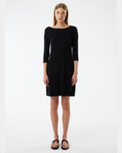 Long Dress in Viscose / Elastane-Dresses-Majestic Filatures-Black-1-Mercantile Portland