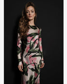 Long Flower Dress-Dresses-Milva Mi-Pink/Green-38-Mercantile Portland