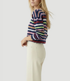 Long-sleeve Cashmere Stripe Crew T-shirt-T-Shirts-Majestic Filatures-Abyss Stripe-1-Mercantile Portland