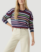 Long-sleeve Cashmere Stripe Crew T-shirt-T-Shirts-Majestic Filatures-Abyss Stripe-1-Mercantile Portland