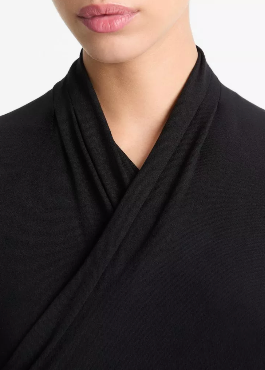 Long Sleeve Fixed Wrap Top-Clothing-Vince-Black-XXS-Mercantile Portland
