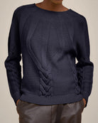 Long Sleeve Lozenge Crew-Sweaters-Liviana Conti-Notte • Liviana Conti-XS-Mercantile Portland