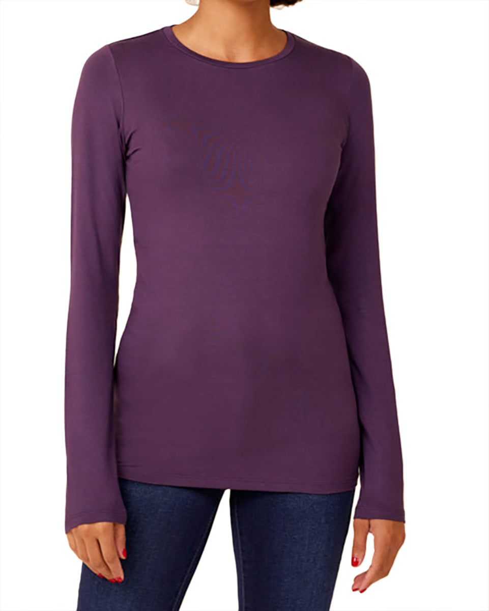 Long Sleeve Relaxed Crewneck-Tops-Majestic Filatures-Violet-1-Mercantile Portland