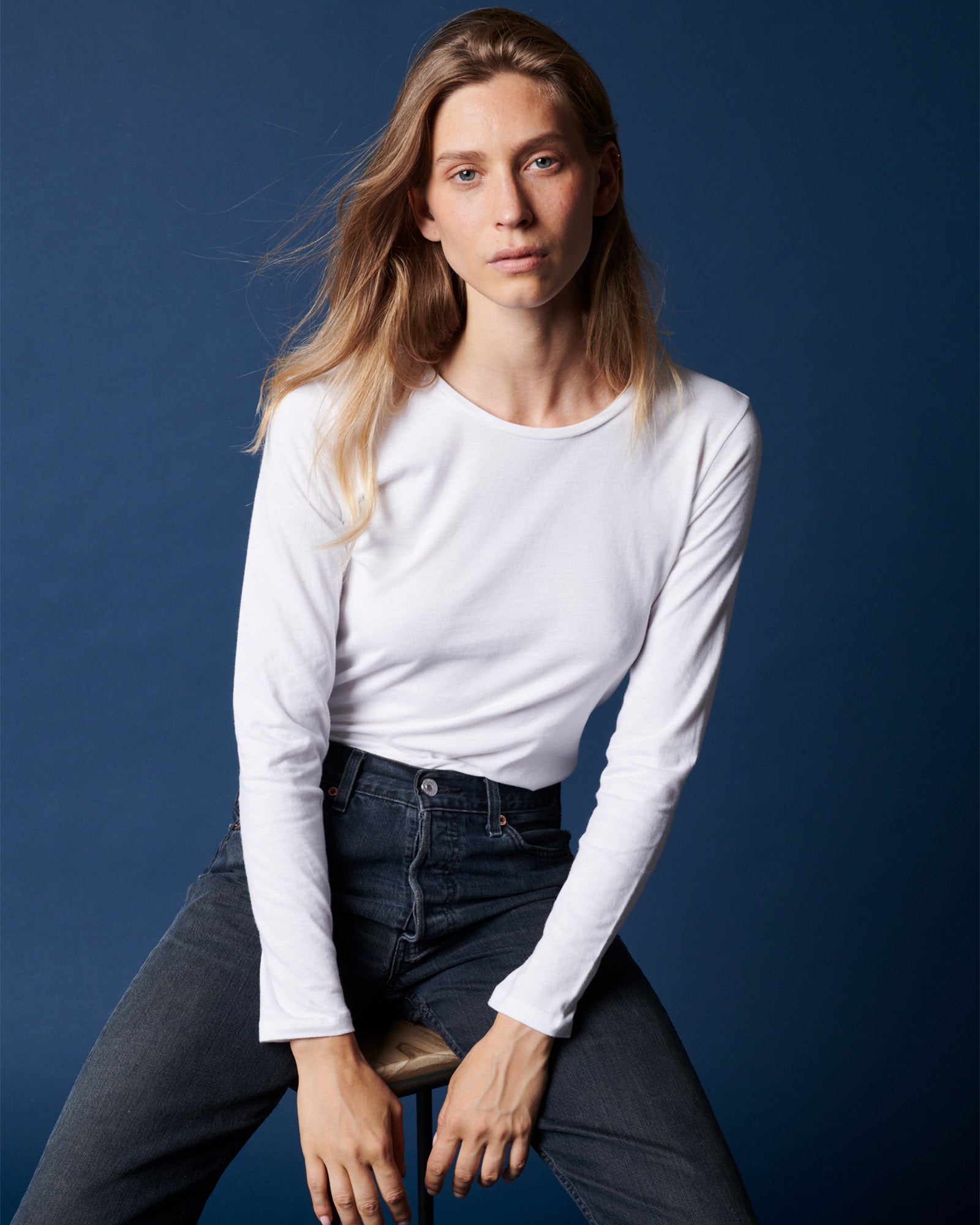 Long Sleeve Relaxed Crewneck-Tops-Majestic Filatures-White-1-Mercantile Portland