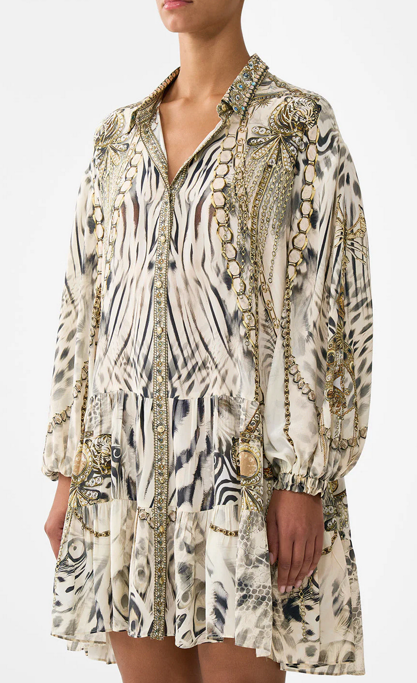 Long-Sleeve Tiered Short Dress-Dresses-Camilla-Lady Lionheart-XS-Mercantile Portland