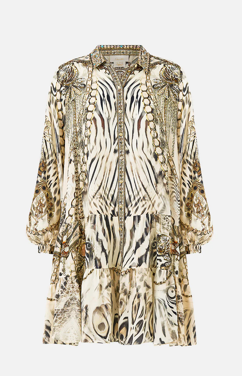 Long-Sleeve Tiered Short Dress-Dresses-Camilla-Lady Lionheart-XS-Mercantile Portland