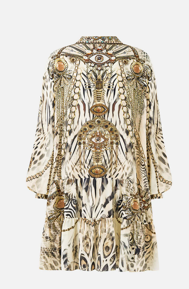 Long-Sleeve Tiered Short Dress-Dresses-Camilla-Lady Lionheart-XS-Mercantile Portland