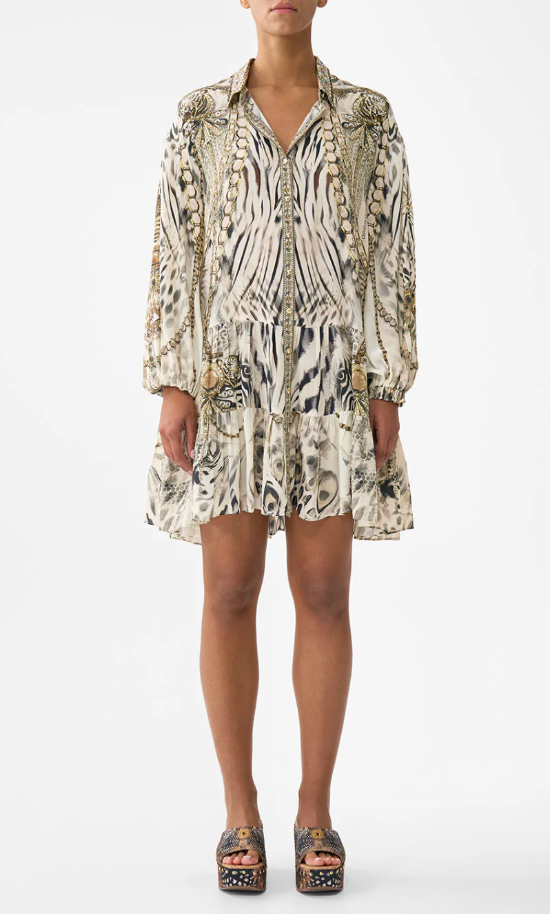 Long-Sleeve Tiered Short Dress-Dresses-Camilla-Lady Lionheart-XS-Mercantile Portland