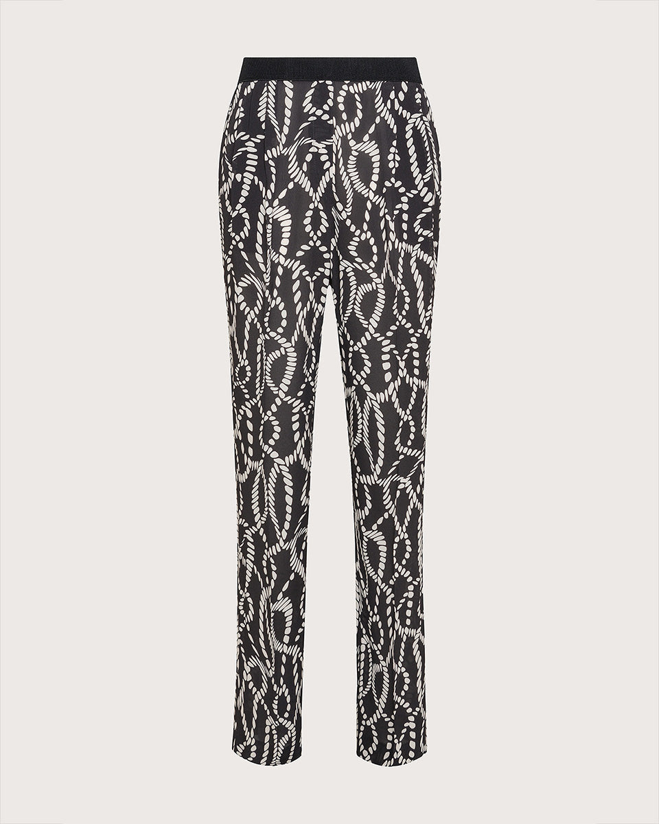 Long Stretch Pants with Double Darts of Printed Viscose-Pants-Seventy-Black-38-Mercantile Portland