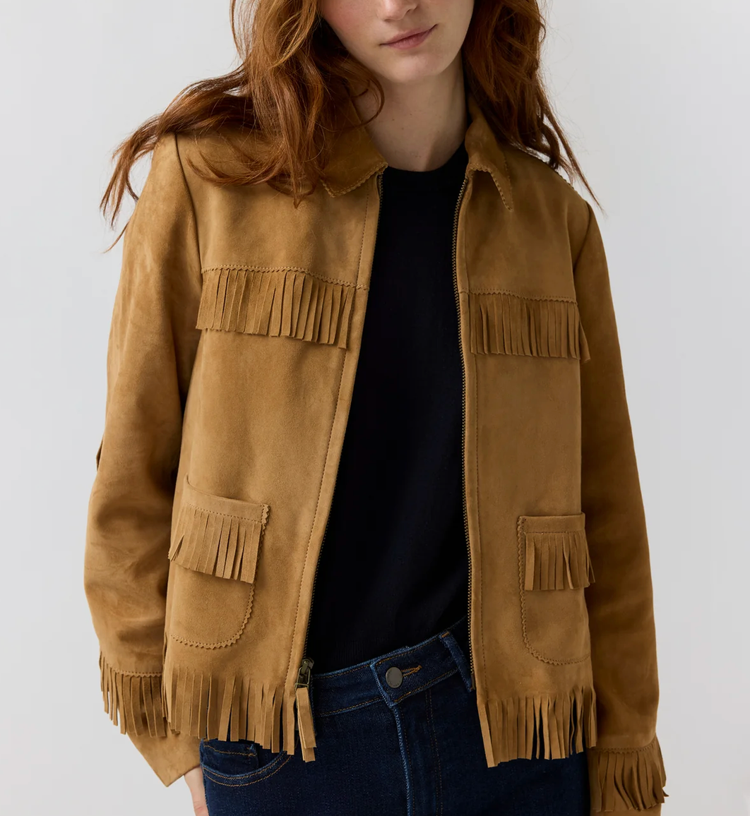 Lorena Jacket in Camel Suede-Jackets-Mashburn-Camel-XS-Mercantile Portland