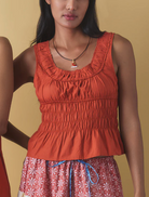 Louisa Cotton Top in Terracotta-Tops-Ciao Lucia-Terracotta-XXS-Mercantile Portland