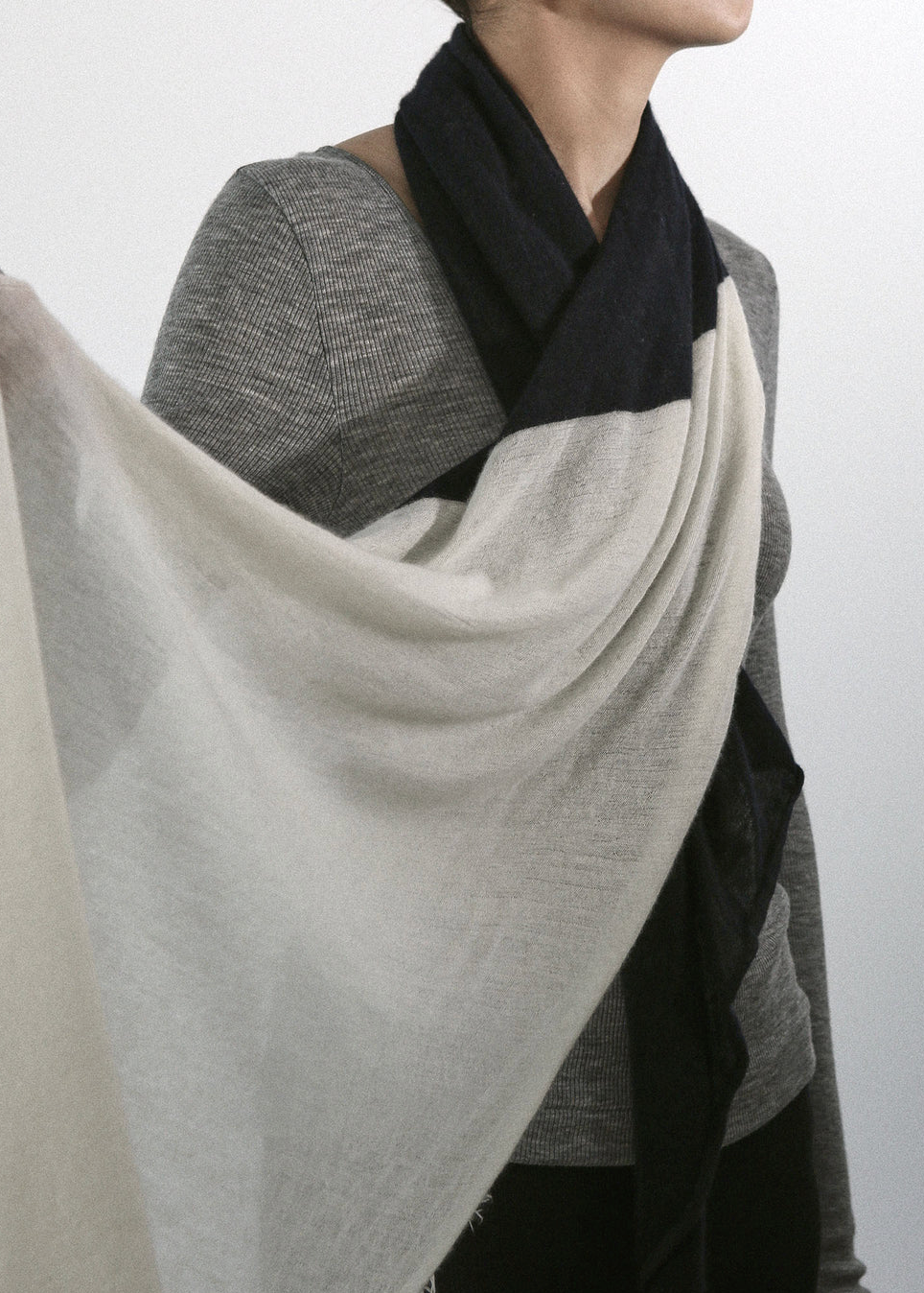 Love Duo Cashmere Scarf-Scarves-Grisal-Black / Milk-OS-Mercantile Portland