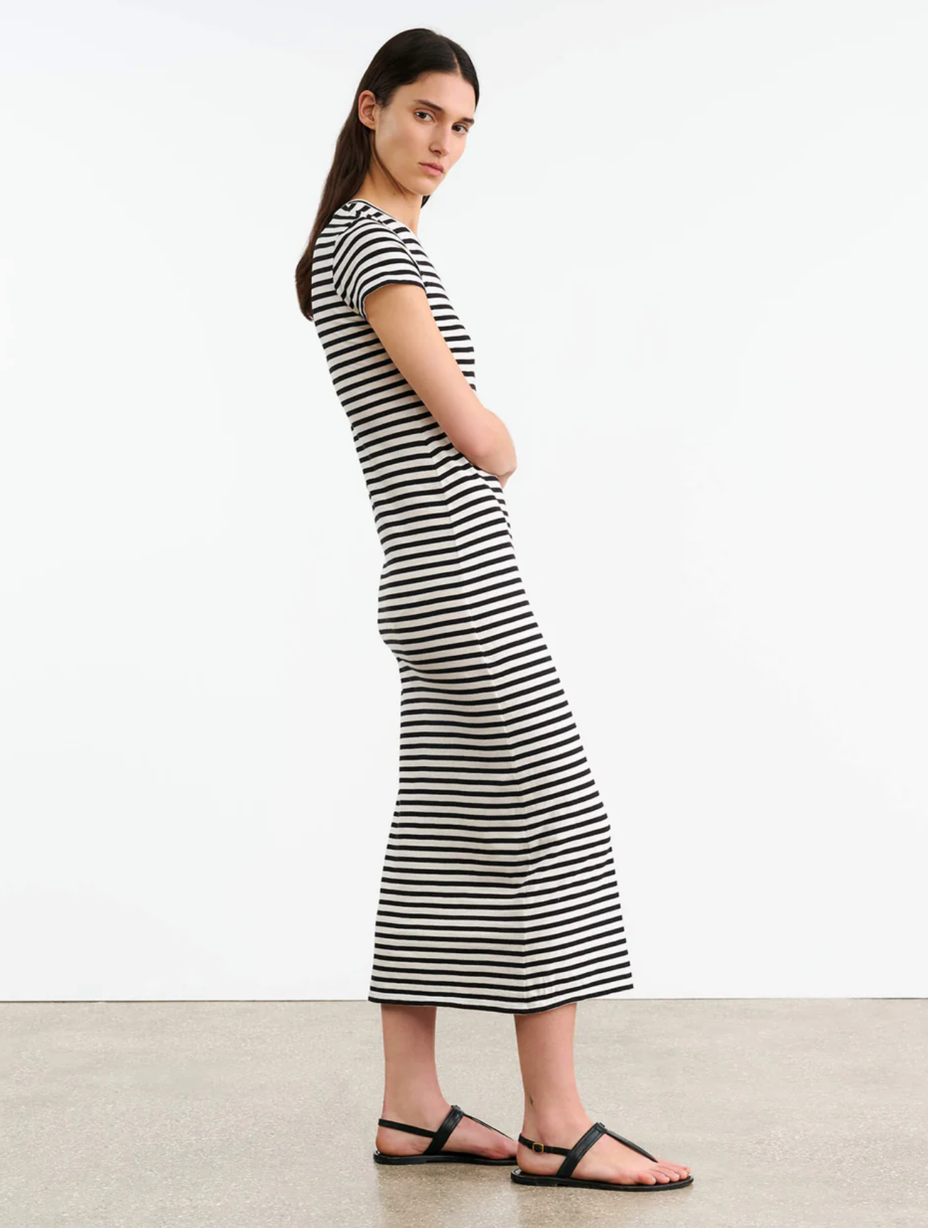 Lucinda Stripe Dress-Clothing-Nili Lotan-Black Ivory-XS-Mercantile Portland