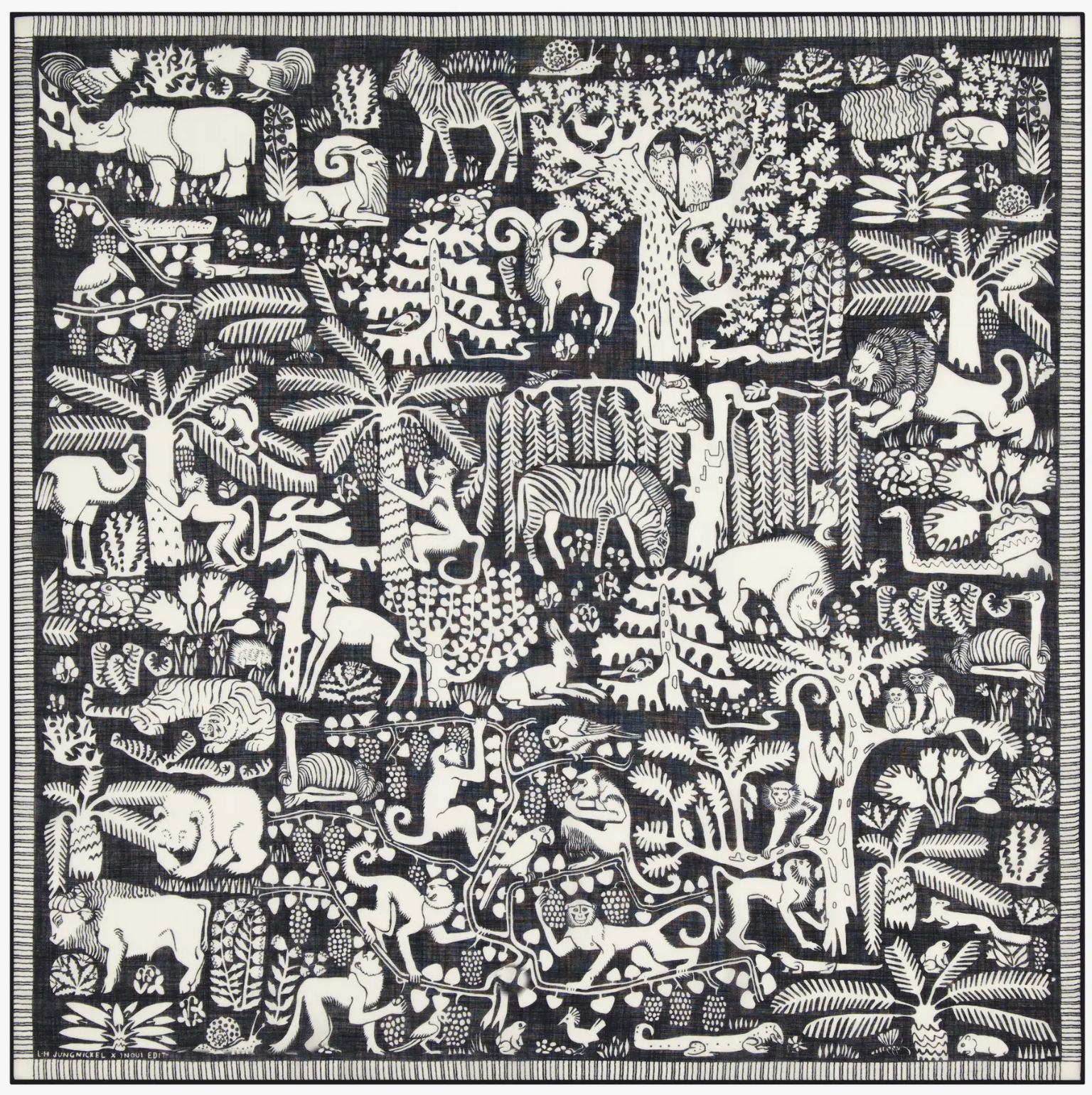 Ludwig Square Scarf-Accessories-Inoui Editions-Black / White-OS-Mercantile Portland