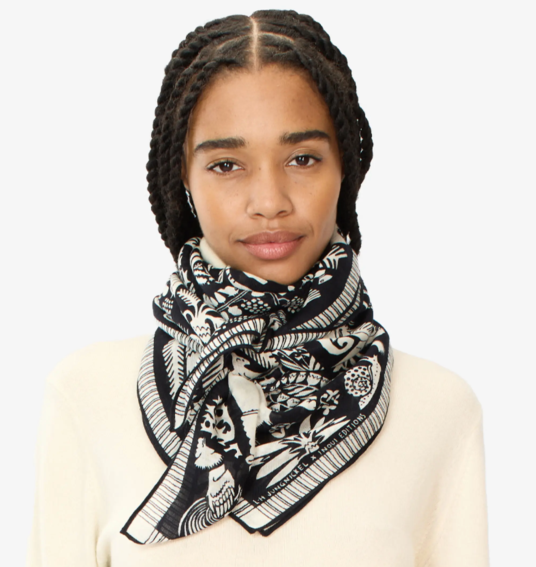 Ludwig Square Scarf-Accessories-Inoui Editions-Black / White-OS-Mercantile Portland