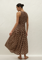 Luisa Midi Dot Dress-Dresses-FAITHFULL-Cioccolato-2-Mercantile Portland
