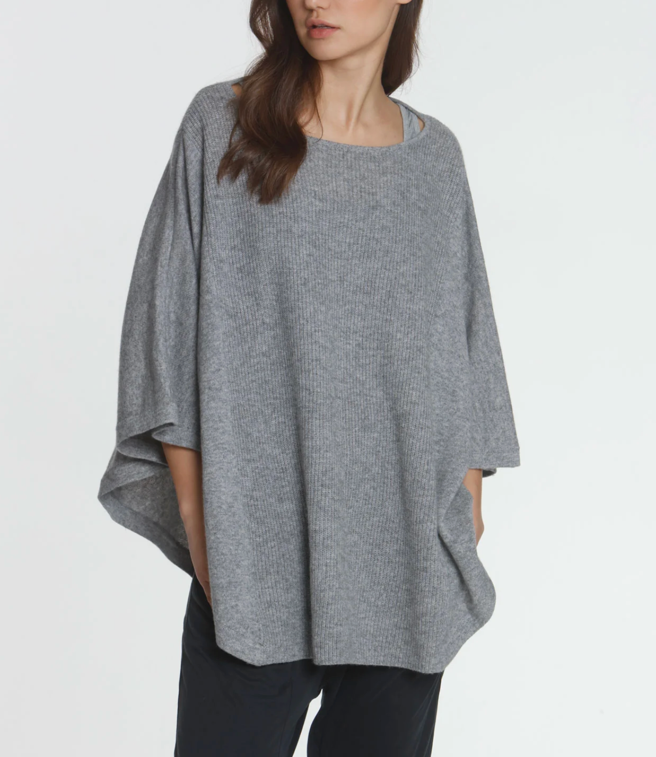 Luxe Circle Poncho-Kaftans and Ponchos-LABEL+THREAD-Grey-OS-Mercantile Portland