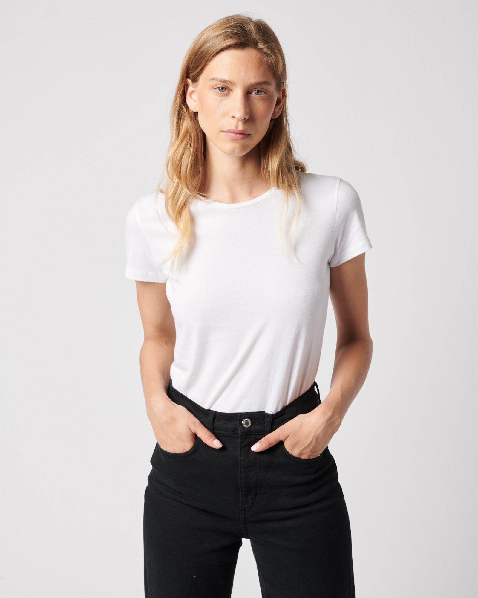 Luxury Soft Touch Crew Neck Short-Sleeve T-Shirt-Pants-Majestic Filatures-White-1-Mercantile Portland