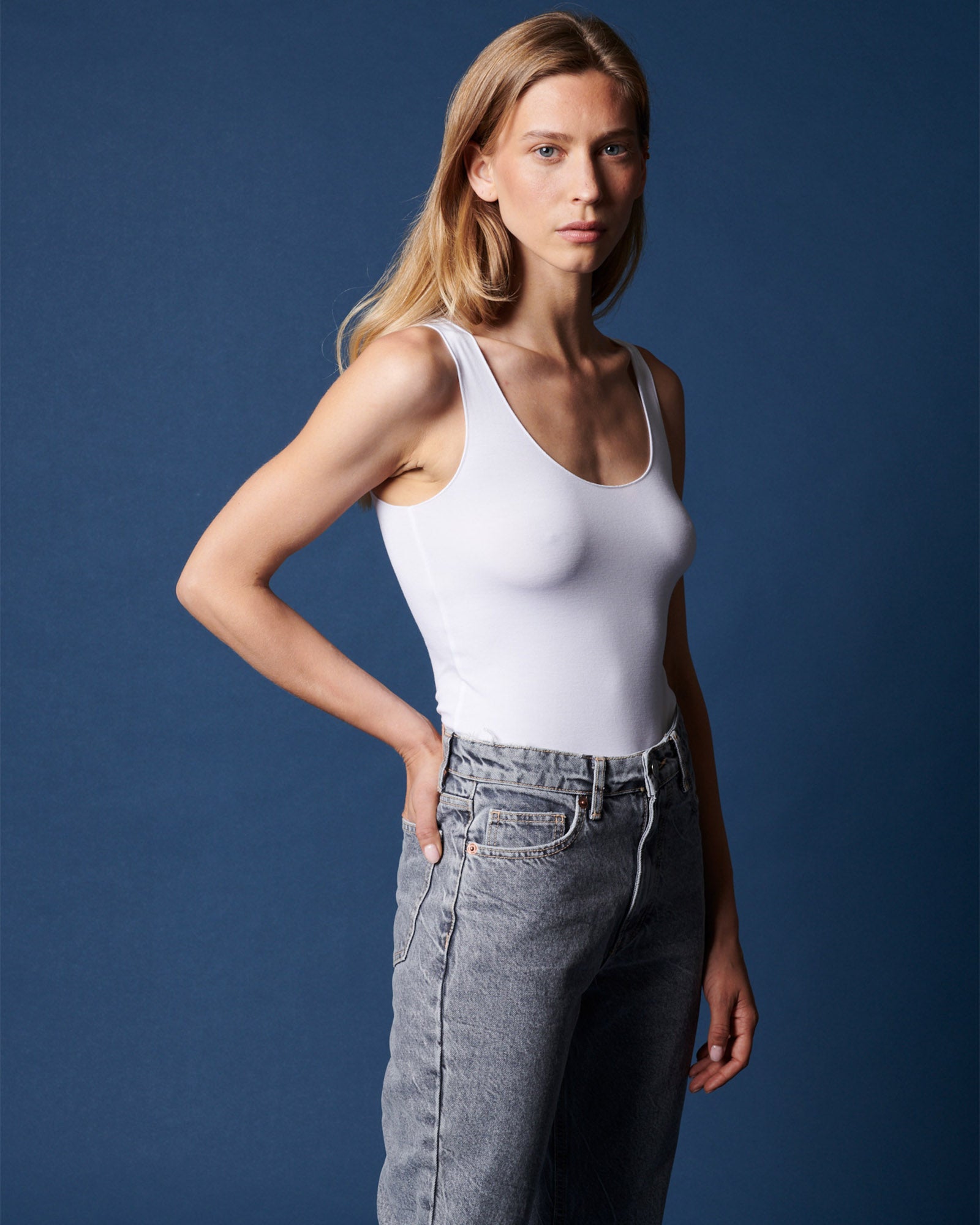 Luxury Soft Touch Scoop-Neck Tank-Tops-Majestic Filatures-White-1-Mercantile Portland