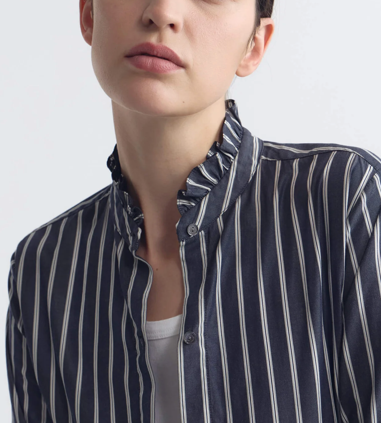 Lydia Shirt in Charcoal Stripe-Shirts-Nili Lotan-Charcoal Stripe-S-Mercantile Portland