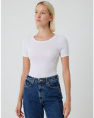 Lyocell Cotton Baby Rib Short Sleeve Crewneck T-Shirt-Tops-Majestic Filatures-1-White-Mercantile Portland