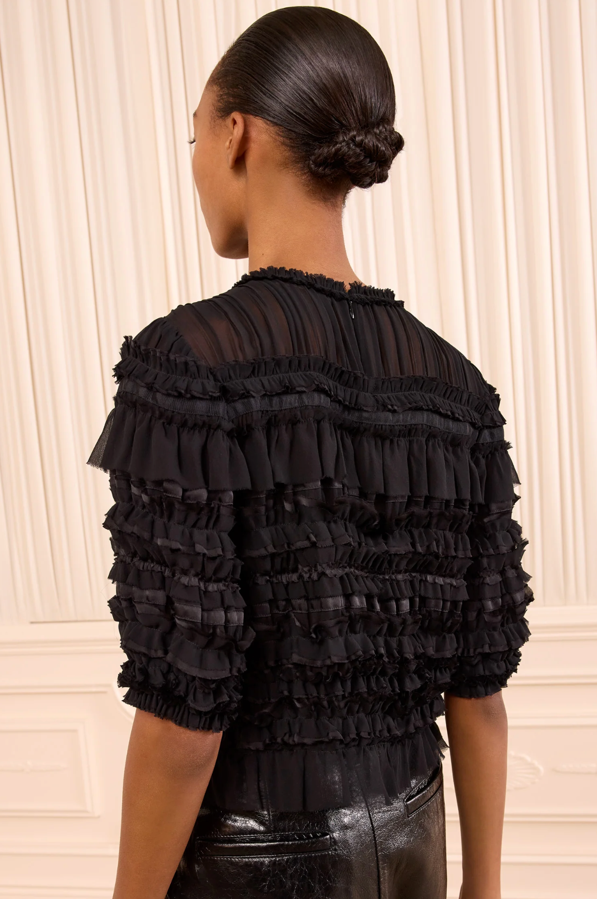 Mabel Short Sleeve Silk Top-Clothing-Ulla Johnson-Noir-0-Mercantile Portland