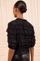 Mabel Short Sleeve Silk Top-Clothing-Ulla Johnson-Noir-0-Mercantile Portland