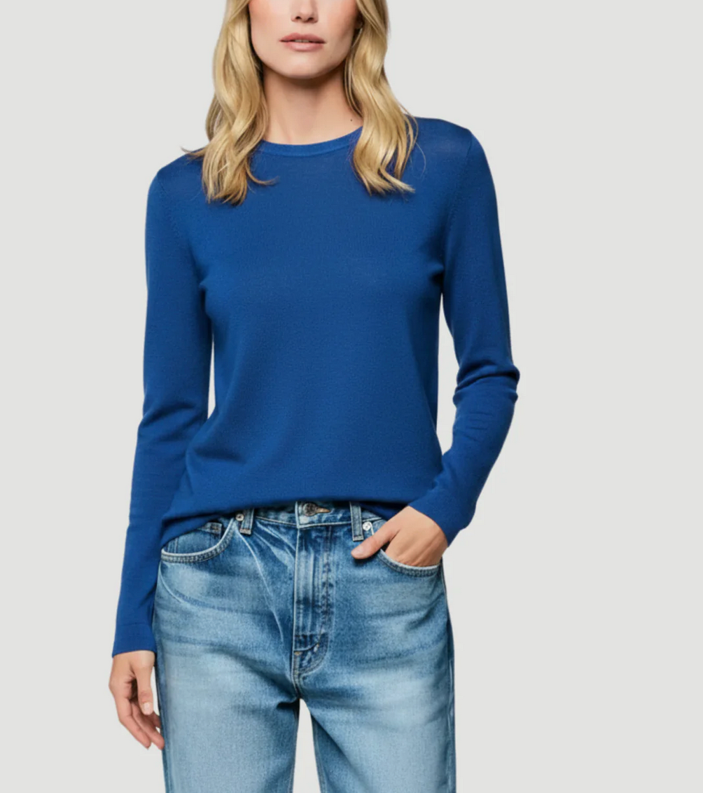 Machine-Washable Cashmere Long Sleeve Crew-T-Shirts-Majestic Filatures-Abyss-1-Mercantile Portland