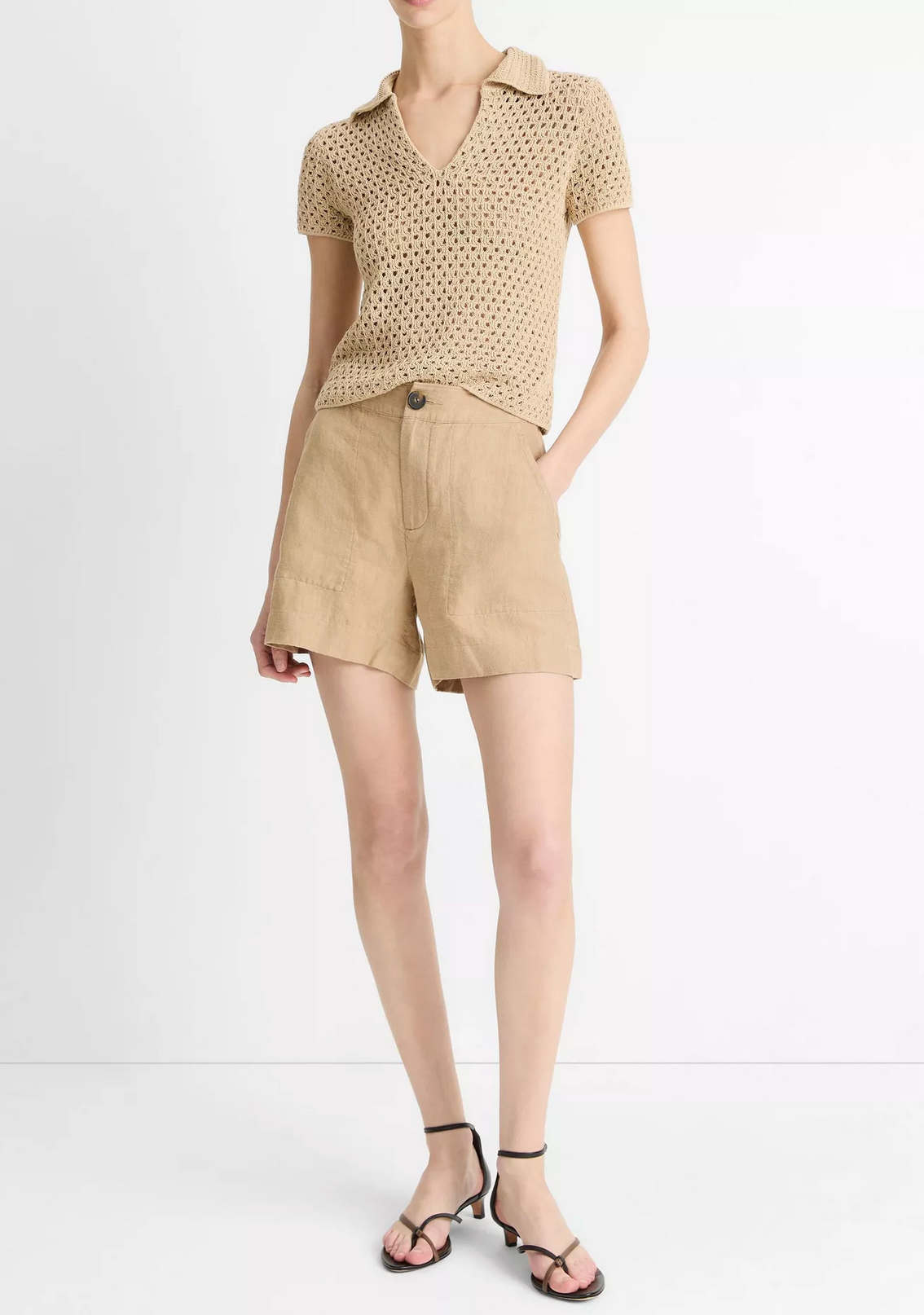 Macrame Cotton Polo-Clothing-Vince-Pale Nut-XXS-Mercantile Portland