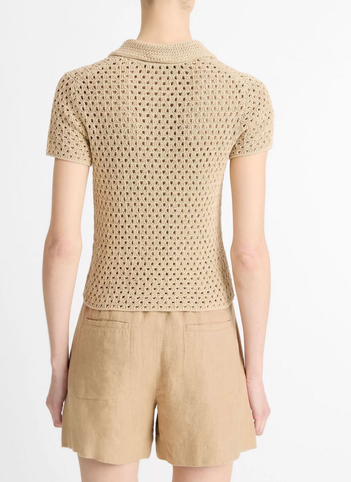 Macrame Cotton Polo-Clothing-Vince-Pale Nut-XXS-Mercantile Portland