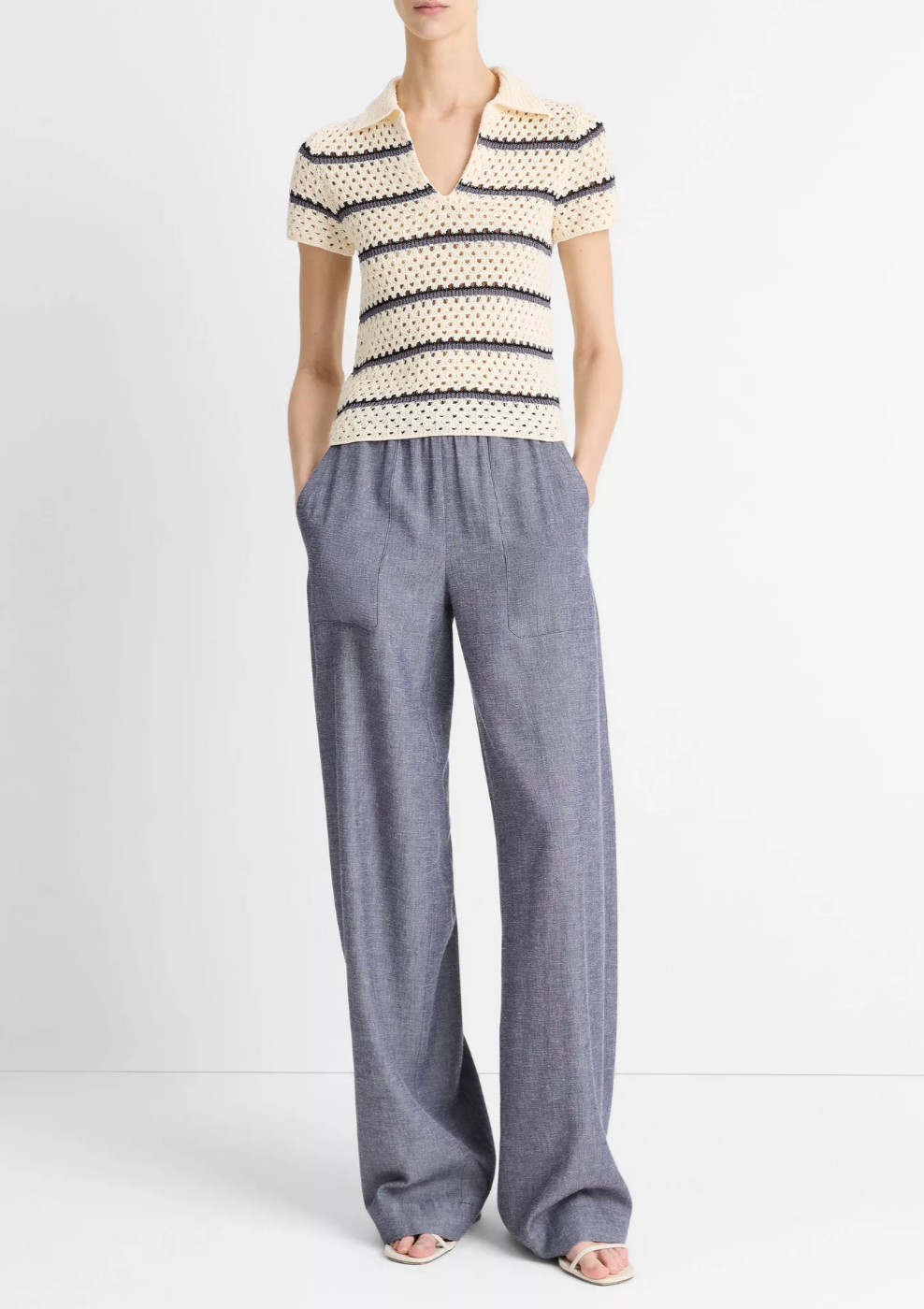 Macramé Stripe Henley-Clothing-Vince-Off White Combo-XS-Mercantile Portland