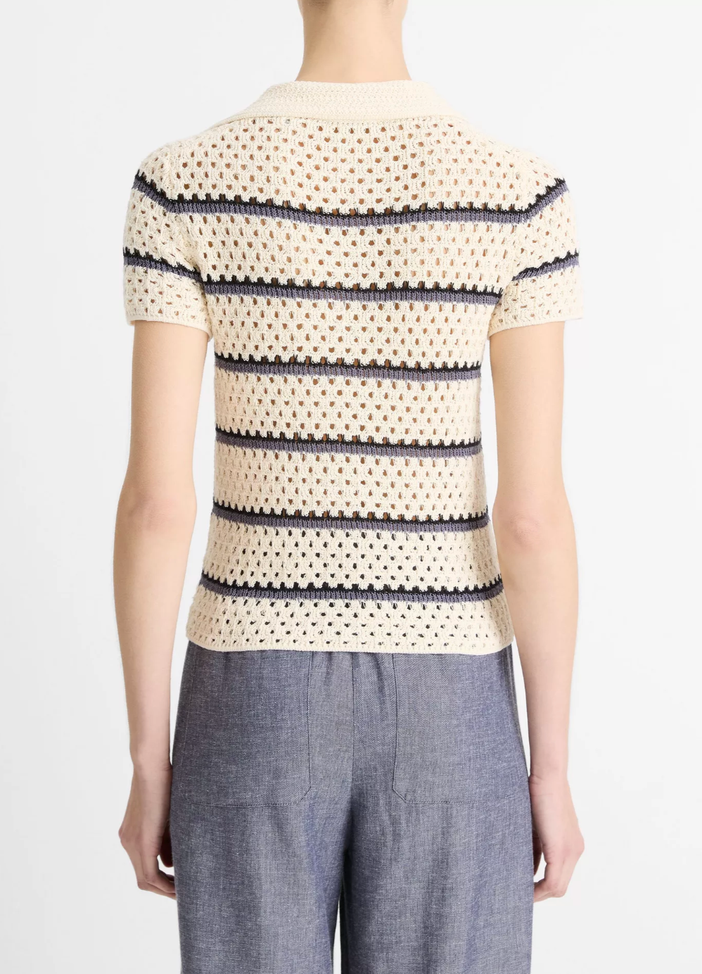 Macramé Stripe Henley-Shirts-Vince-Off White Combo-XS-Mercantile Portland
