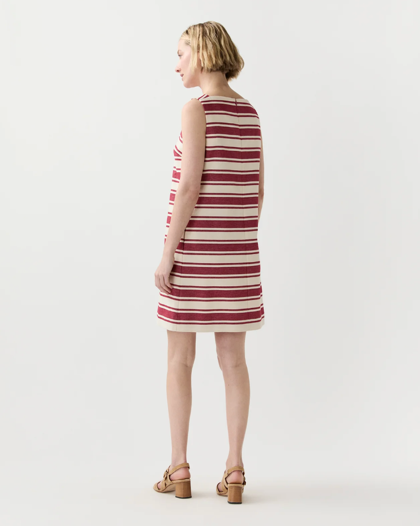 Madelyn Dress-Dresses-Mashburn-Cherry/Natural Bold Stripe Canvas-XL-Mercantile Portland