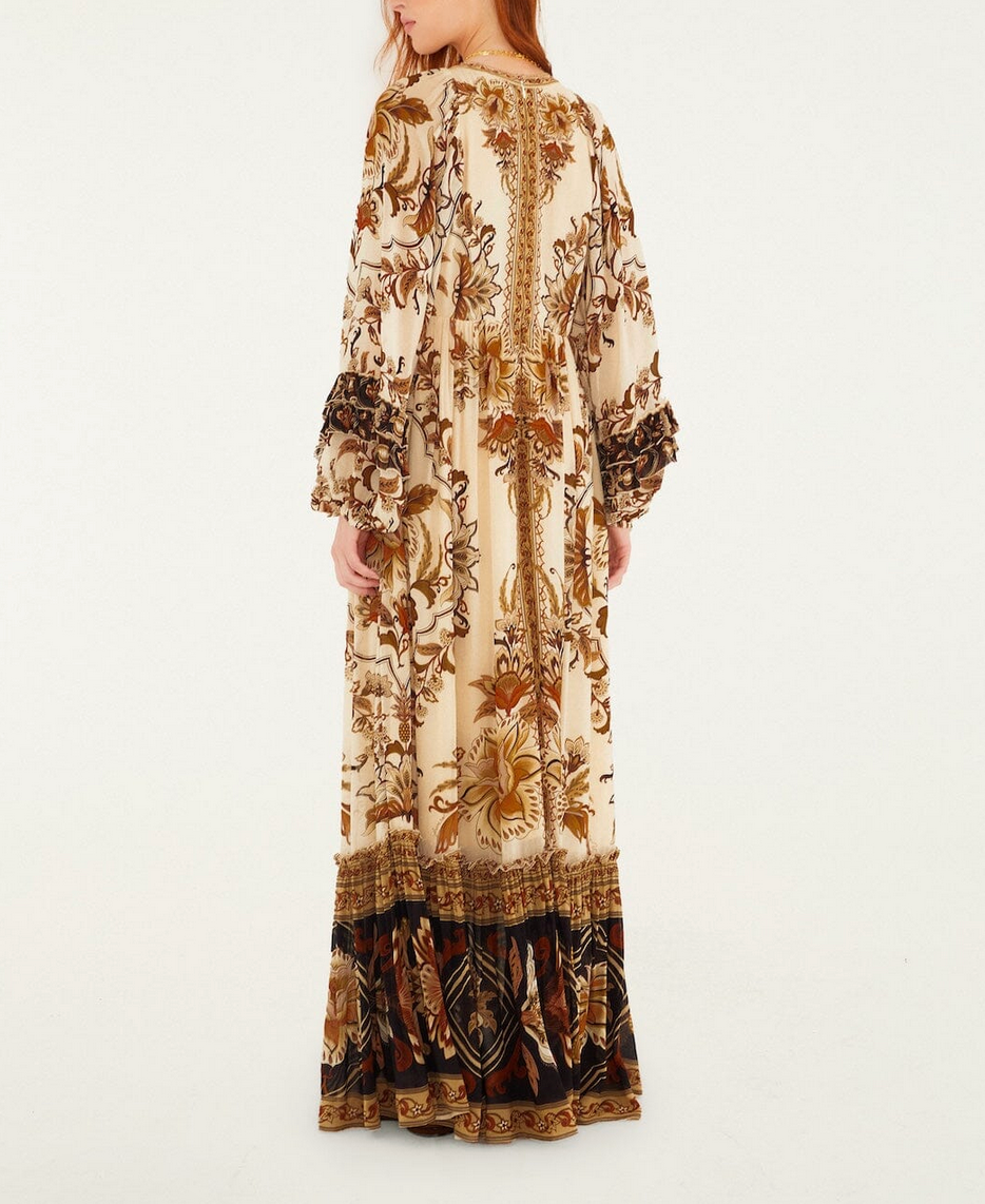 Majestic Garden Maxi Dress in Sand-Dresses-Farm Rio-Majestic Garden Sand-XXS-Mercantile Portland