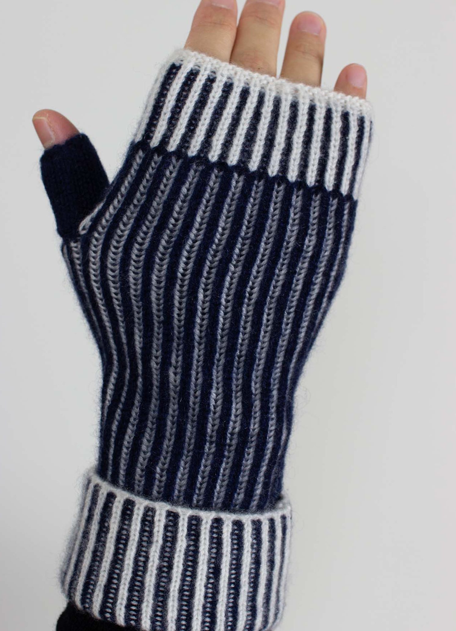 Marine Cashmere Rib Fingerless Gloves-Gloves-Oats & Rice-Navy-OS-Mercantile Portland
