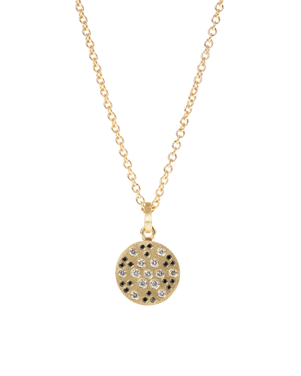 Maru Yellow Gold Pendant with Salt & Pepper and Black Diamonds-Accessories-Rene Escobar-Mercantile Portland