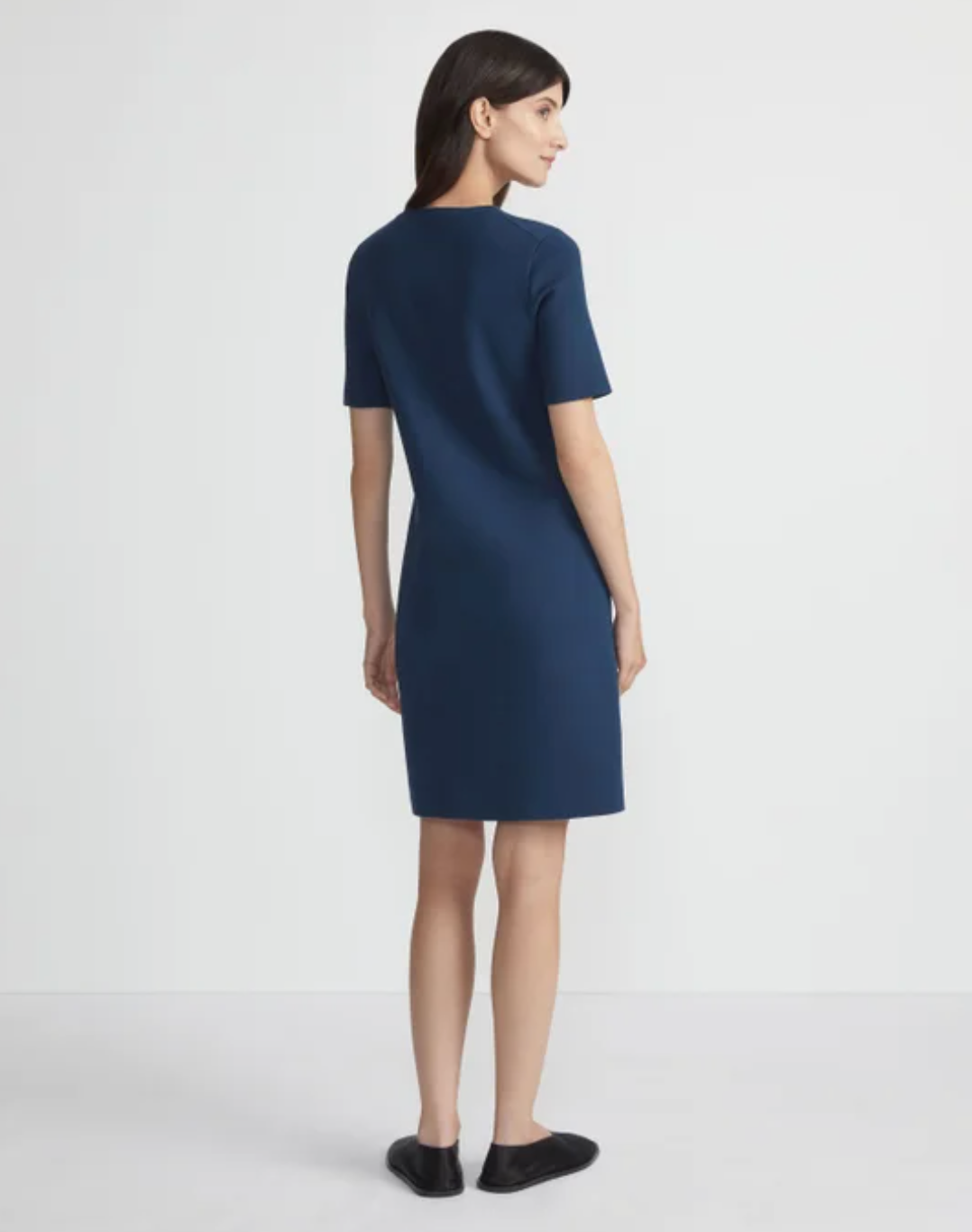 Matte Crepe Short Sleeve Knit Dress-Clothing-Lafayette 148-Black-XS-Mercantile Portland
