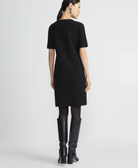 Matte Crepe Short Sleeve Knit Dress-Clothing-Lafayette 148-Black-XS-Mercantile Portland
