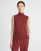 Matte Crepe Sleeveless turtleneck-Clothing-Lafayette 148-Scarlet-XS-Mercantile Portland