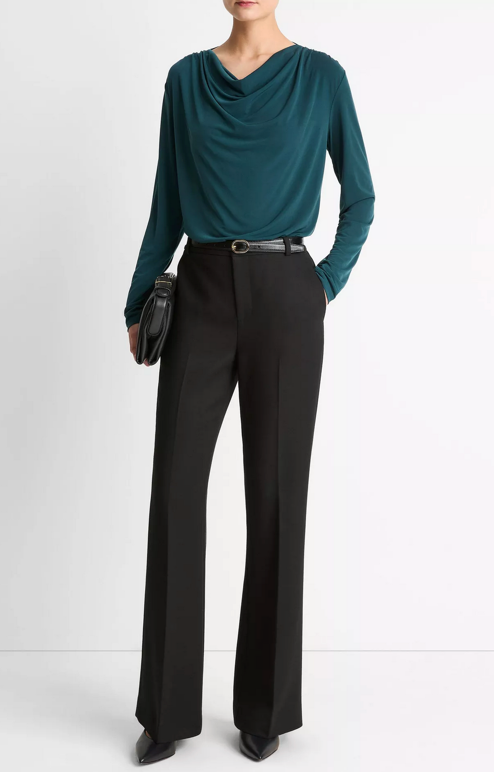 Matte Jersey Cowl-Neck Top in Juniper-Tops-Vince-Juniper-XS-Mercantile Portland