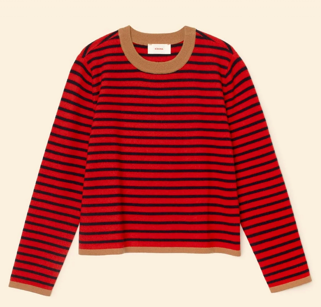 Maxwell Sweater in Navy/Red Stripe-Sweaters-Xirena-Navy/Red Stripe-XS-Mercantile Portland