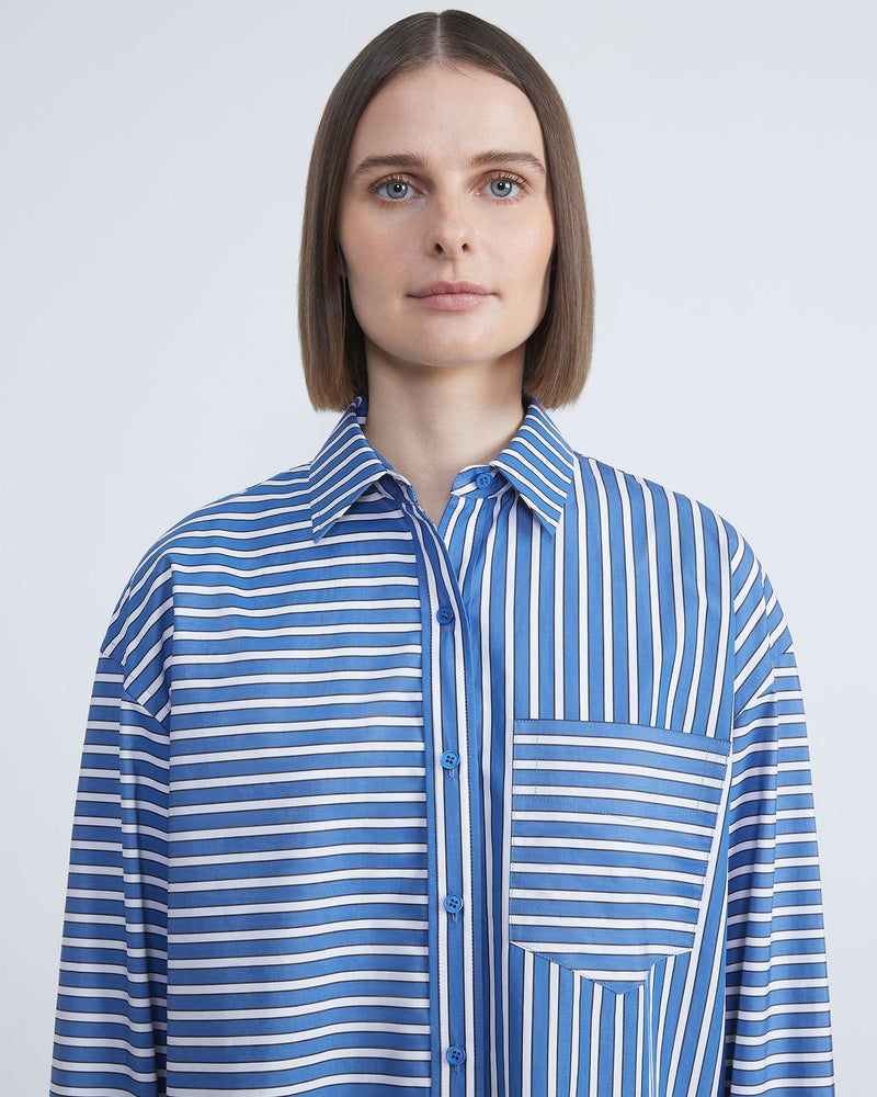 Stripe Cotton Poplin Oversized Shirt-Lafayette 148-Mercantile Portland