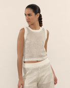 Melange Linen Top-Sweaters-Peserico-Ivory-36-Mercantile Portland