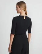 Merino Wool-Silk Metallic Baroque Collar Sweater-Clothing-Lafayette 148-Black-XS-Mercantile Portland