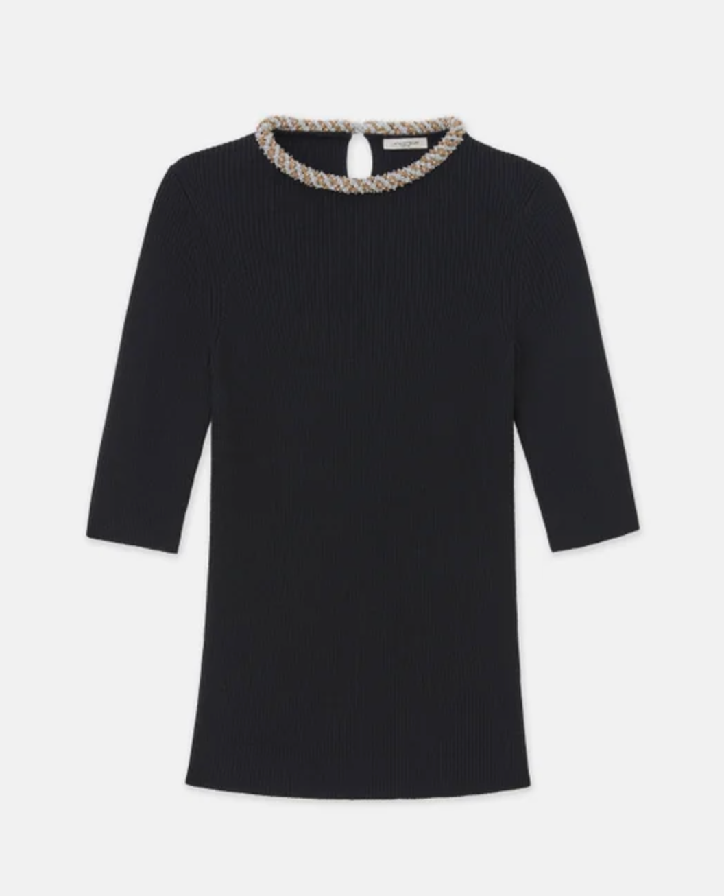 Merino Wool-Silk Metallic Baroque Collar Sweater-Clothing-Lafayette 148-Black-XS-Mercantile Portland